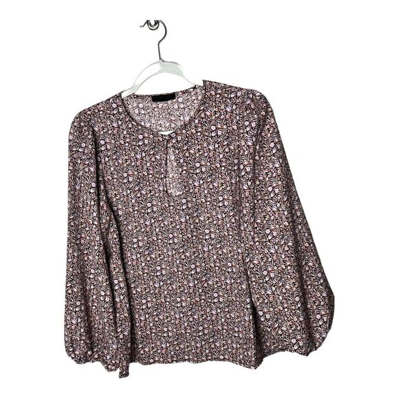 J. Crew Top Womens Small Balloon Sleeve Floral Print Long Sleeve Keyhole Blouse - Picture 1 of 11